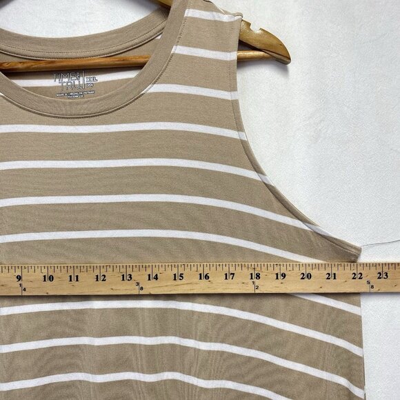 Time and Tru Sleeveless Knit Dress Women XXL (20) Beige Stripes Side Pockets New - Picture 4 of 13